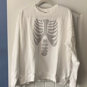 NWOT PINK skeleton sweater XL